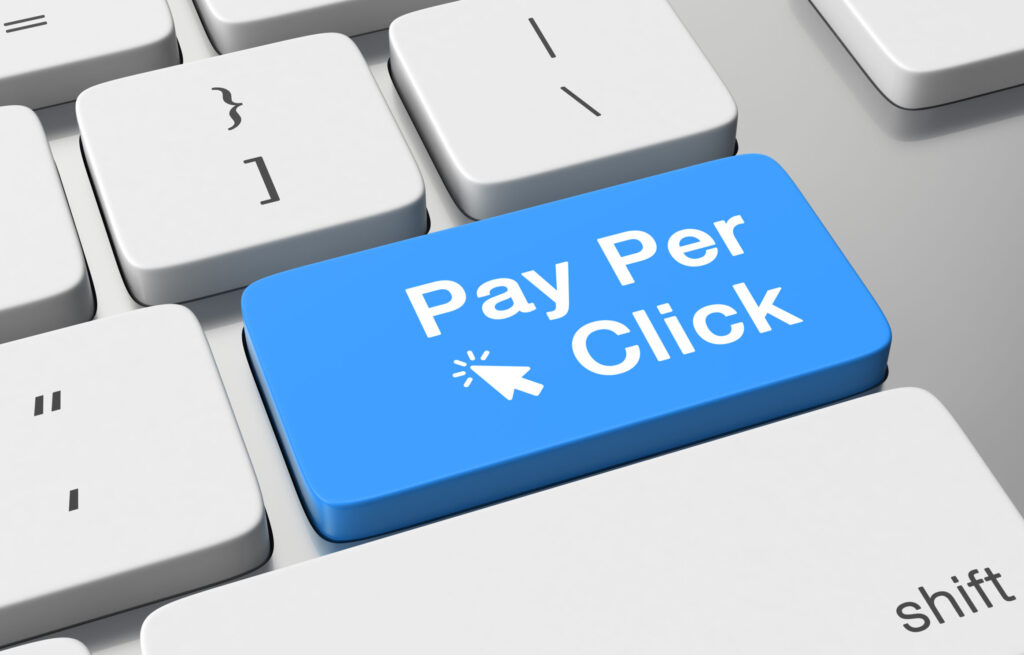 Pay Per Click text on keyboard button